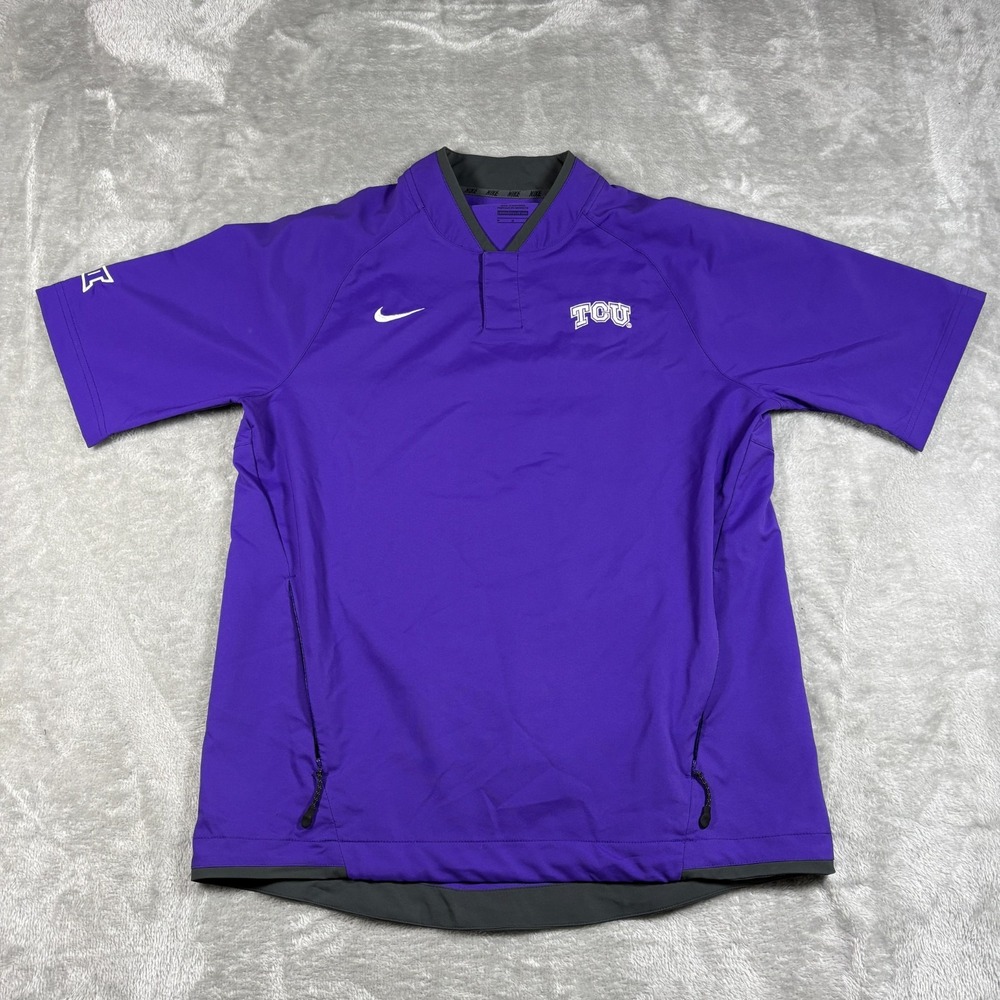 TCU Horned Frogs Shirt Mens Medium Nike Hot Shirt Collarless Big 12 Windshirt